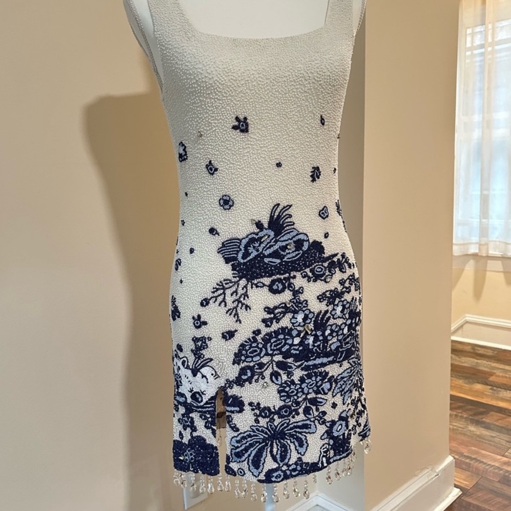 STAUD Le Sable Dress Blue Toile - Picture 6 of 7